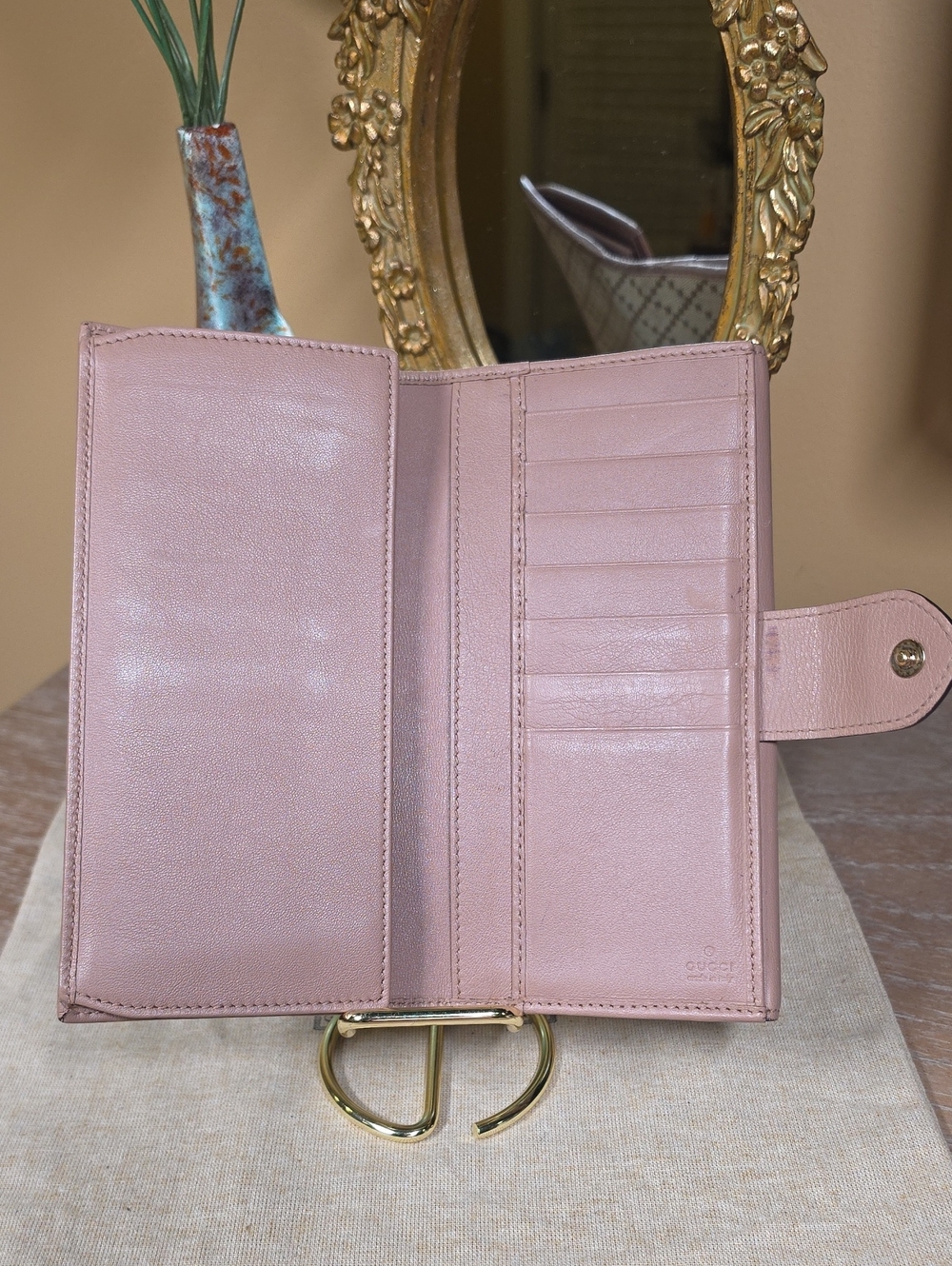 Authentic Gucci "Lovely Heart" Diamante Canvas Continental Wallet Vintage EUC - Picture 8 of 13